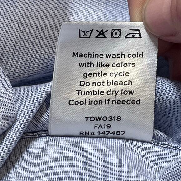 Draper James Blue Button Down Shirt Sz 6 Stretch Cotton Long Sleeve Classic Top - Picture 9 of 10